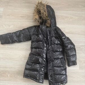 Appaman Shiny Black Puffer Jacket with Faux Fur Trim